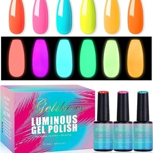 gelike ec Glow in the Dark Gel Nail Polish 6PCS 10ML Neon Color Nail Polish Lumi